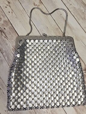 Vintage Whiting & Davis Silver Mesh Evening Bag Metal Frame USA Made